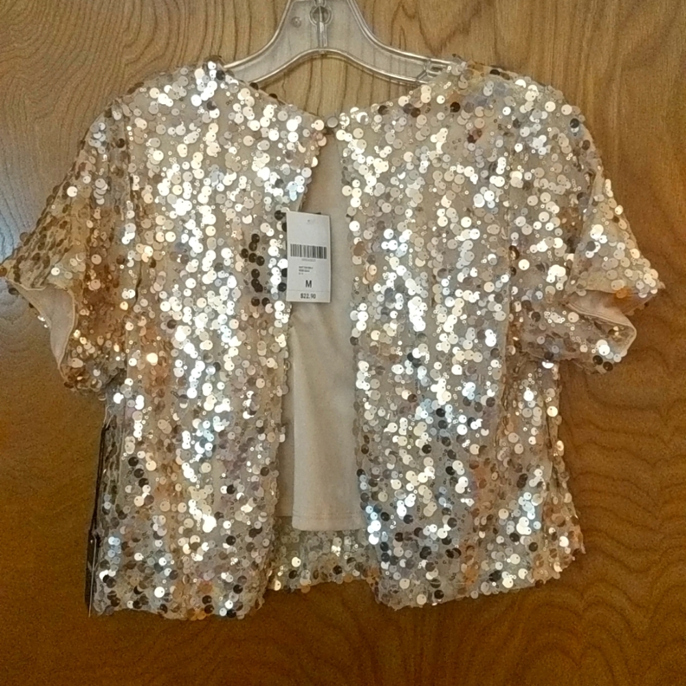 Sequin Rose Gold Forever 21 Bolero Shrug